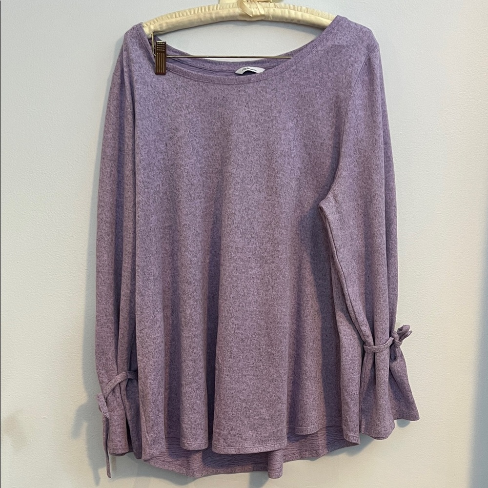 Lavender/ pink Long Sleeve sweater / tunic with Tie Details on sleeves, 2XL